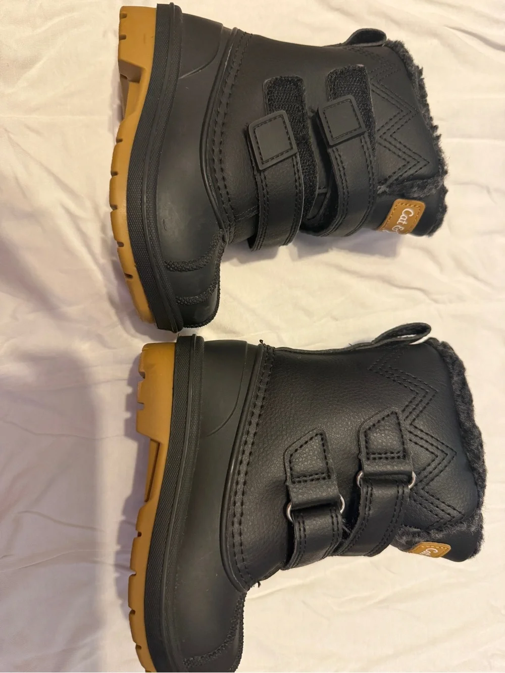 Cat & Jack Black Kids Winter Boots with Faux-Fur Lining